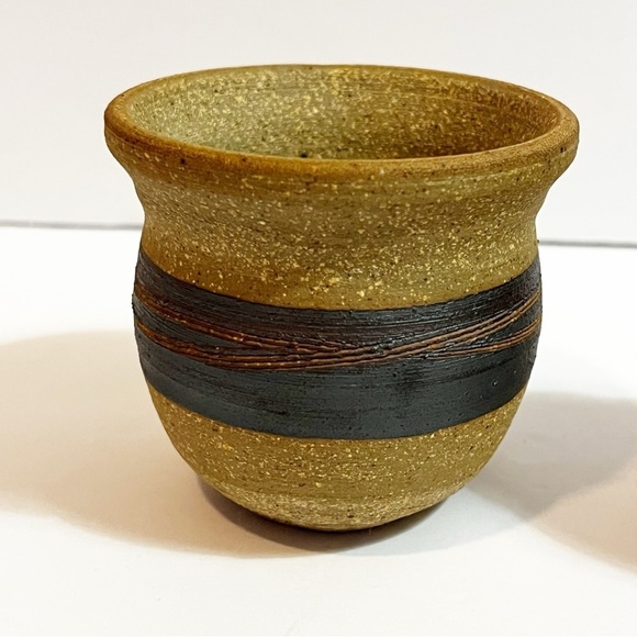 Indigenous Earthenware Small Pot Sanded Painted Pottery Signed Succulent Air 2x - Picture 5 of 13